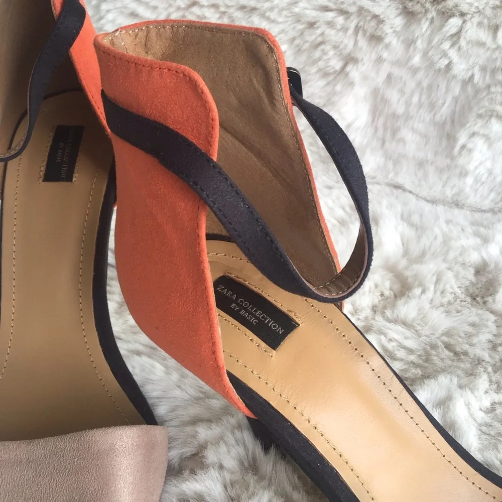 Zara colorblock ankle strap stiletto heels